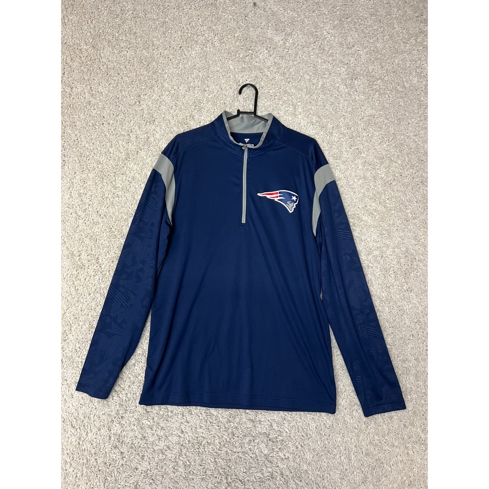 New England Patriots 1/4 Zip Pullover Shirt‎ Mens Large Blue NFL Football